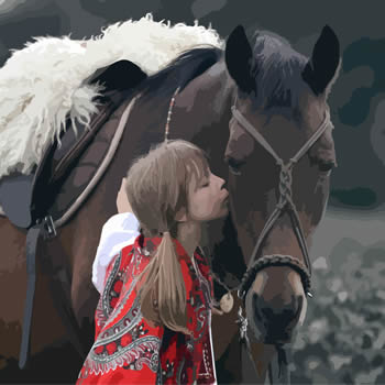 Niña besando a su caballo